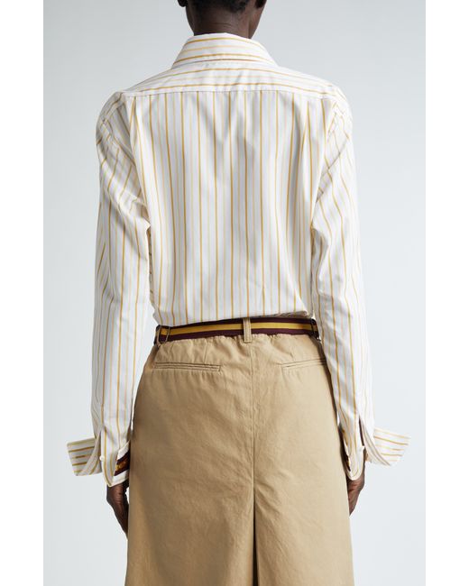 Dries Van Noten White Celina Stripe Cotton Button-up Shirt