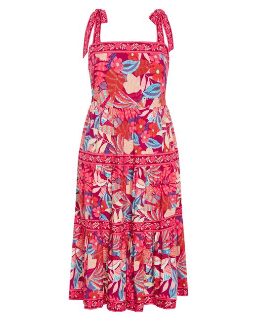 City Chic Red Paradiso Floral Maxi Sundress