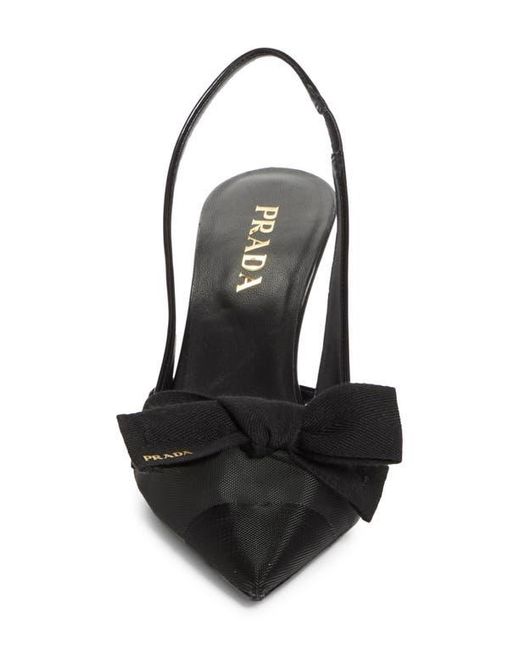 Prada Black Mesh Bow Slingback Pump