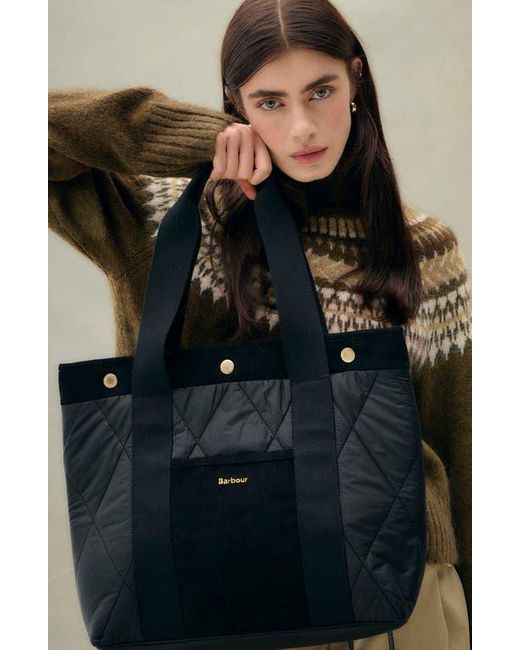 Barbour Black Healy Mixed Media Tote