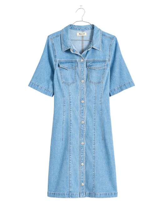 Madewell Blue Seamed Denim Mini Shirtdress
