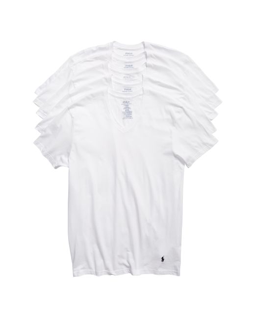 white ralph lauren v neck t shirt