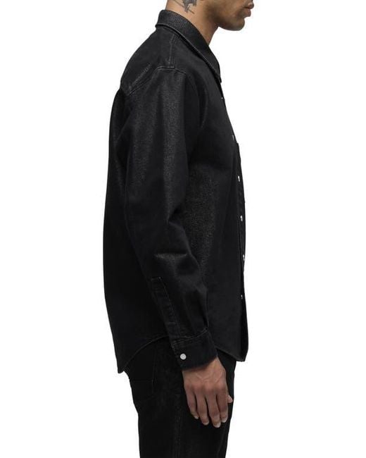 Hudson Black Snap-Up Denim Overshirt for men