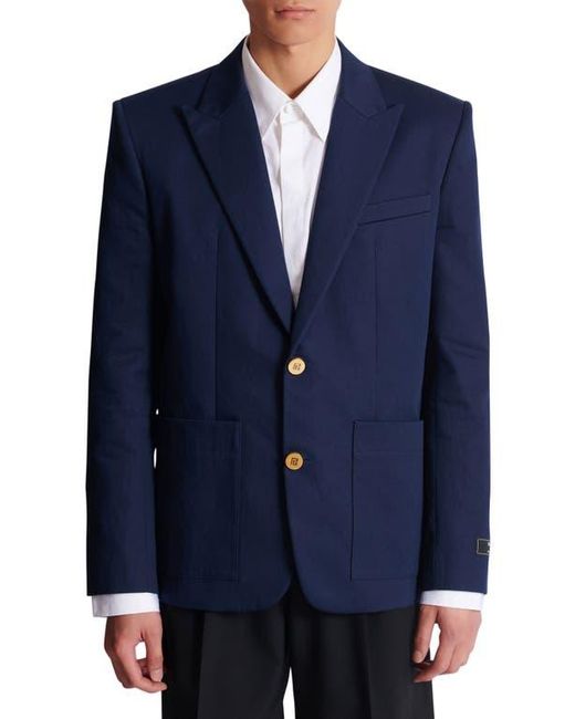 Balmain Blue Cotton Twill 2-Button Jacket for men
