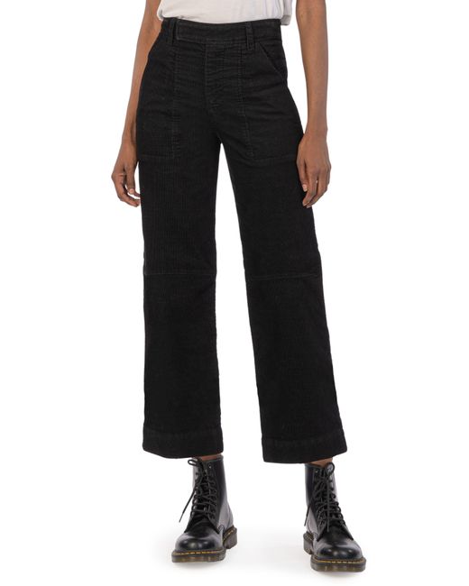 Kut From The Kloth Black High Waist Ankle Wide Leg Corduroy Pants