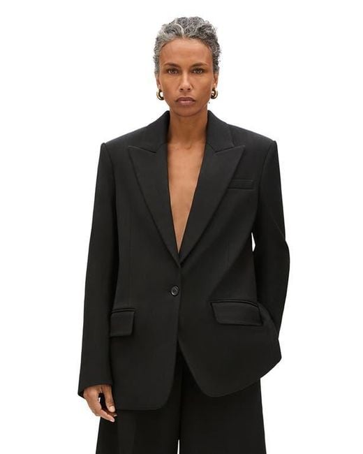 Another Tomorrow Black Oversized Tailored Jacket