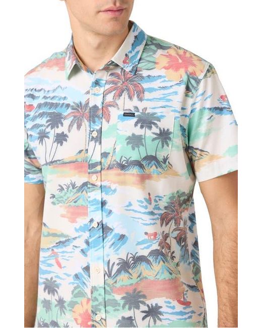O'neill Sportswear Blue Trvlr Upf Traverse Slub Short Sleeve Performance Button-Up Shirt for men
