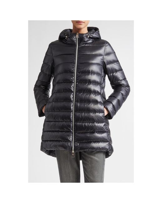 Herno Women's Black Shiny Nylon Hooded Down Puffer Jacket