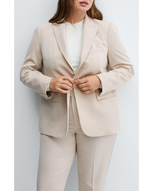 Mango White Fitted Suit Blazer