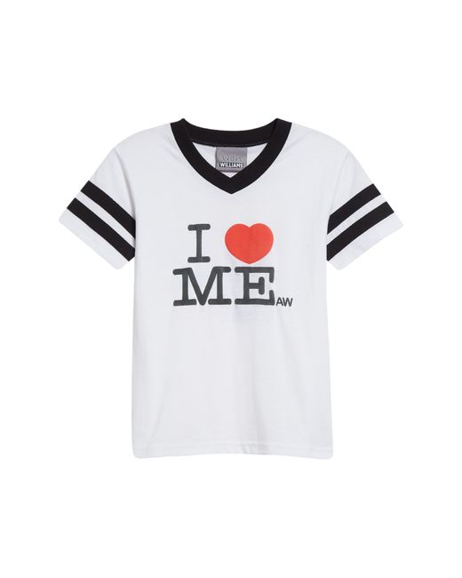 Ashley Williams White I Heart Me Cotton Blend Graphic T-shirt