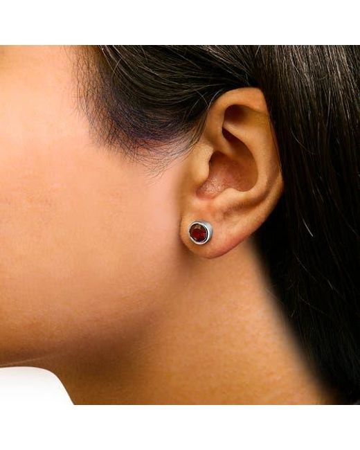 Haus of Brilliance Brown 925 Sterling 6Mm Bezel Set Created Gemstone Solitaire Stud Earrings