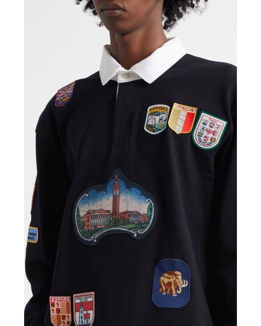 Bode Passport Patch Rugby Shirt in Black for Men | Lyst