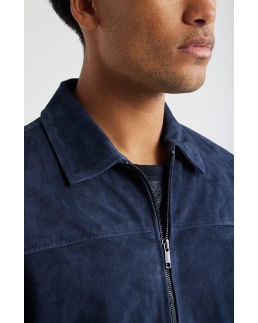 Nordstrom Blue Suede Zip Front Jacket for men