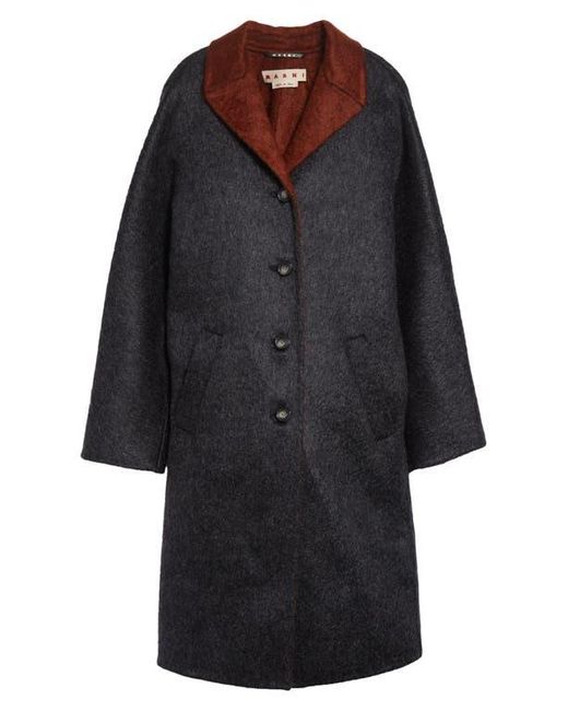 Marni Black Double Splittable Virgin Wool & Mohair Blend Coat