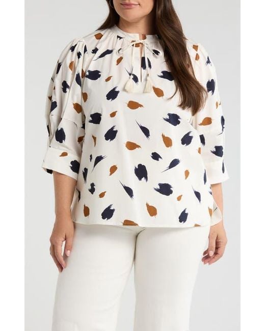 Sugarlips Natural Devania Brush Irina Tie Split Neck Top