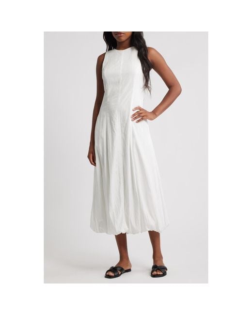 Mango White Pumpkin Sleeveless Bubble Hem Midi Dress