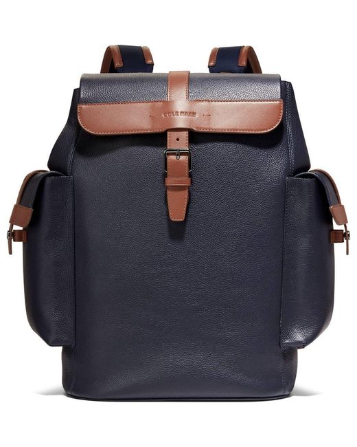 Cole Haan Triboro Leather Backpack in Blue for Men | Lyst