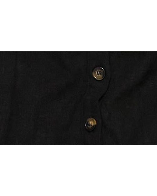 Princess Polly Black Dollie Button-Up Linen Blend Minidress
