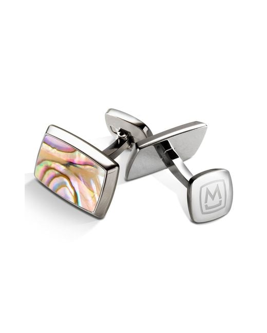 M-clip Yellow M-Clip Abalone Cuff Links for men
