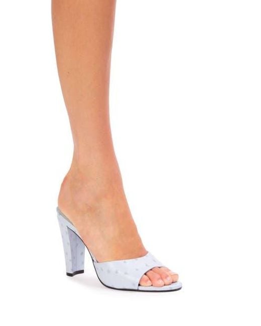 Black Suede Studio White Lila 95 Ostrich Mule