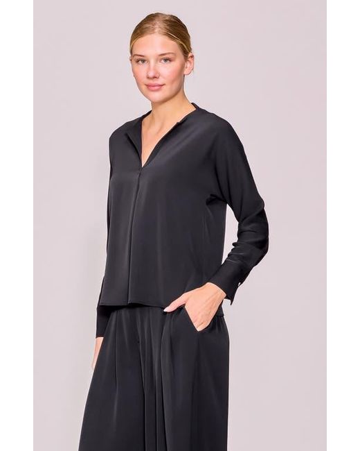 MELLODAY Black Crepe Split Front Top