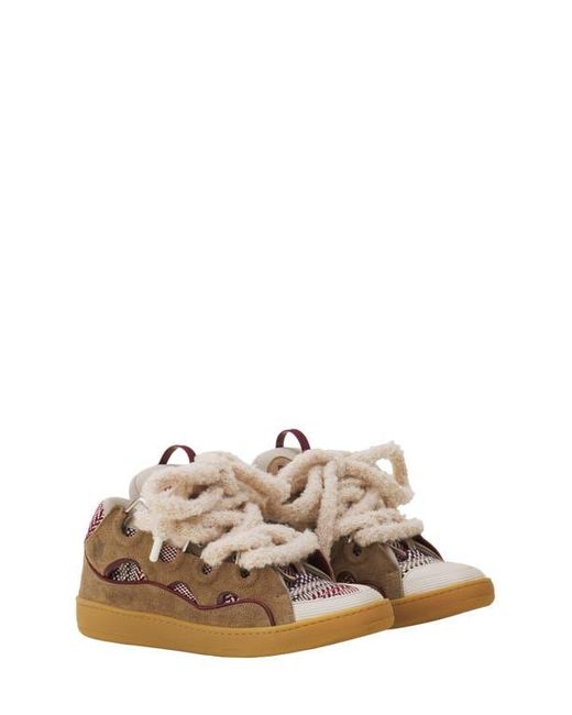 Lanvin Brown Curb Suede Sneakers With Mesh Laces