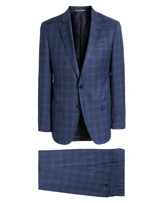Emporio Armani Blue G-line Windowpane Check Wool Suit for men
