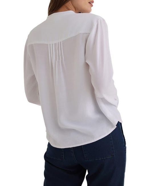 Bella Dahl White Pintuck Popover Chiffon Top