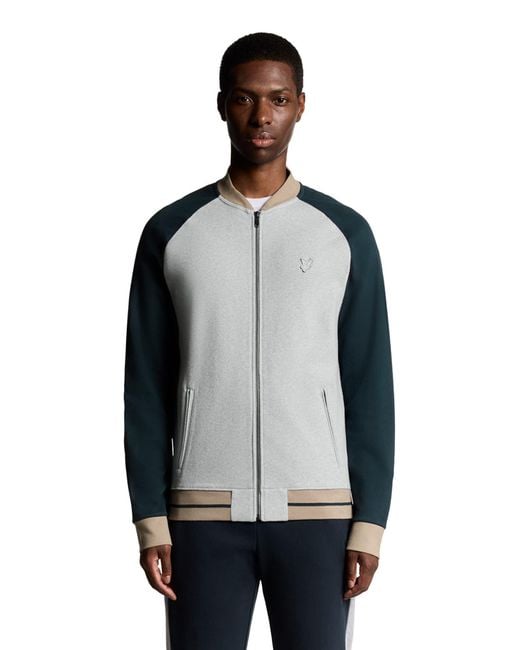 Lyle & Scott Gray Interlock Contrast Raglan Bomber Jacket for men