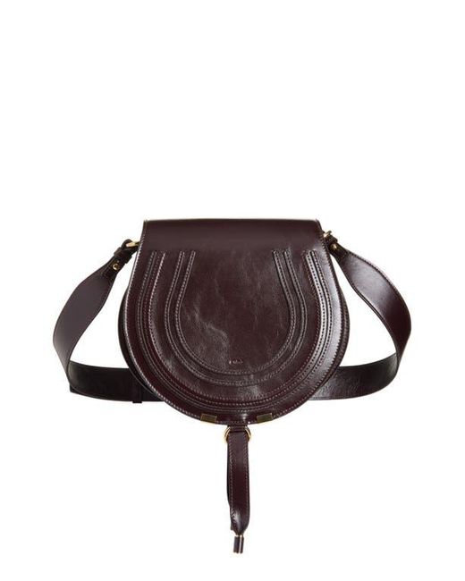 Chloé Brown Medium Marcie Shiny Leather Crossbody Bag
