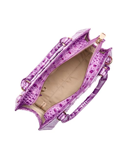 Brahmin Purple Cami Croc Embossed Leather Satchel