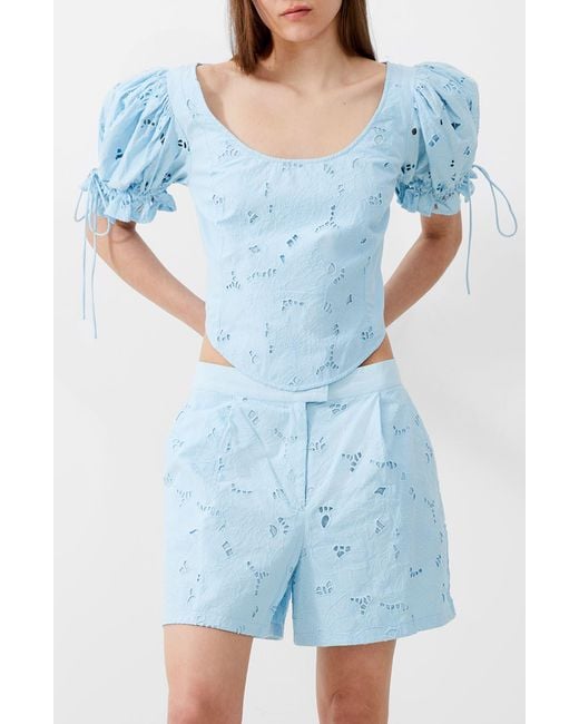French Connection Blue Rhodes Eyelet Top