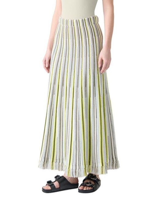 Akris Punto Green Stripe Mixed Stitch Maxi Sweater Skirt