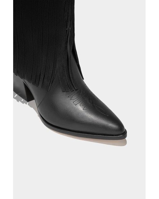 Dante Black Leather Fringe Boots Feelings