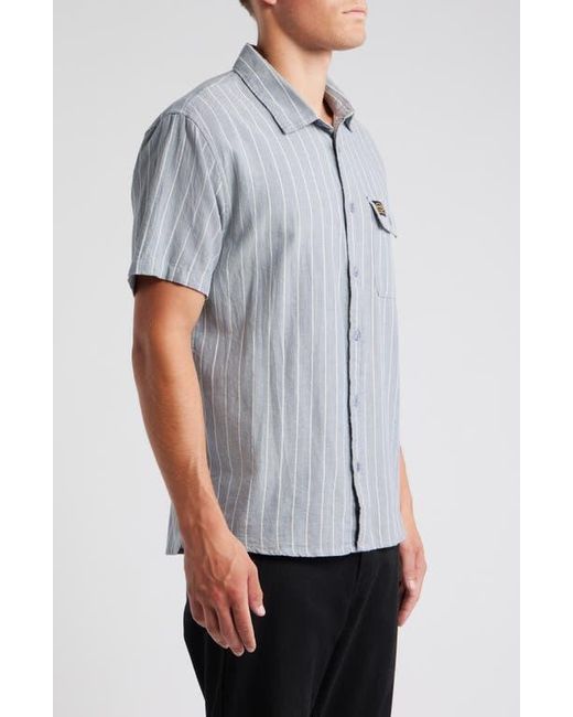 RVCA Blue Dayshift Stripe Ii Short Sleeve Button-Up Shirt for men