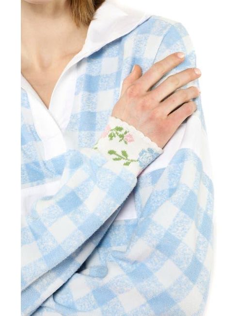 Anna Sui Blue Gingham Terry Top