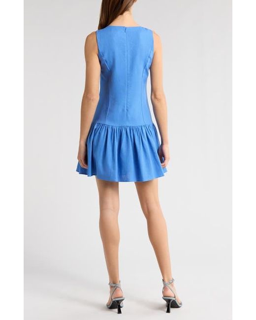 Wayf Blue Martini Linen Blend Minidress