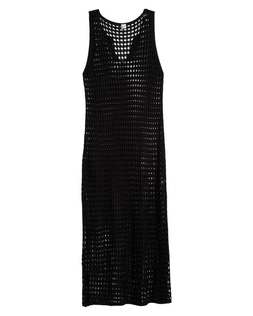 Nordstrom Black Open Stitch Cover-up Dress