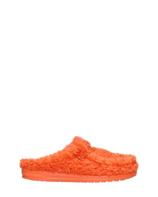 HeyDude Orange Wally Faux Shearling Slipper for men