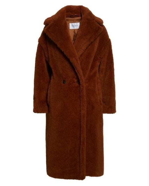 Max Mara Brown Tedgirl Oversize Double Breasted Alpaca Blend Coat