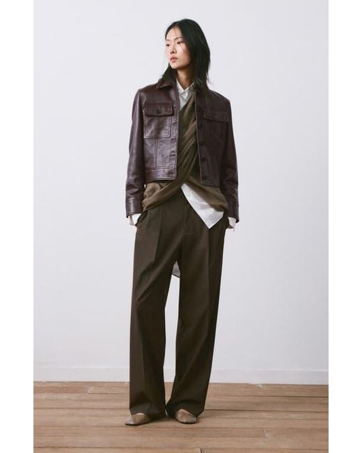 Mango Brown Chaqueta Saint Leather Jacket