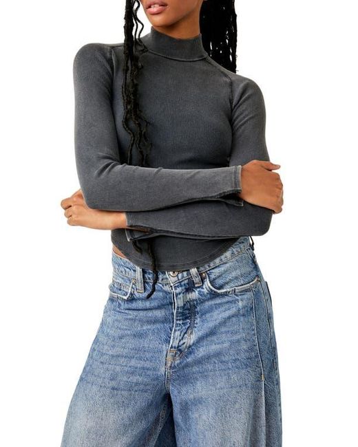 Pixie Rib Free People Pixie Rib Turtleneck Top in Black | Lyst