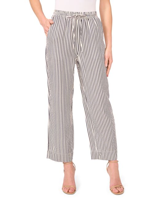 Cece Gray Stripe Drawstring Ankle Pants