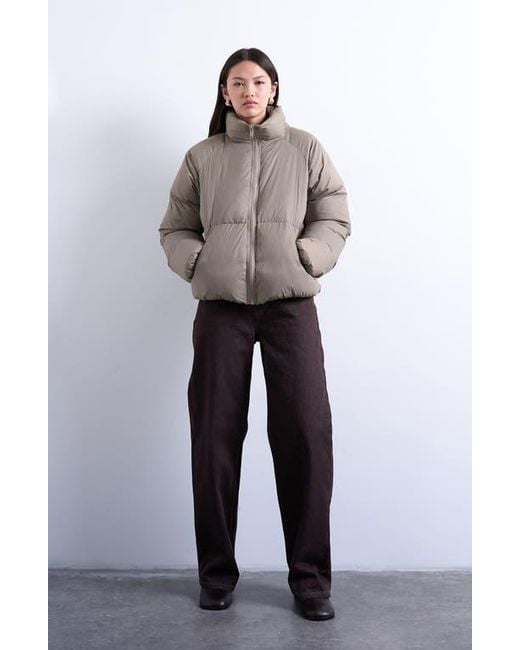 TOPSHOP Gray Puffer Bomber Jacket