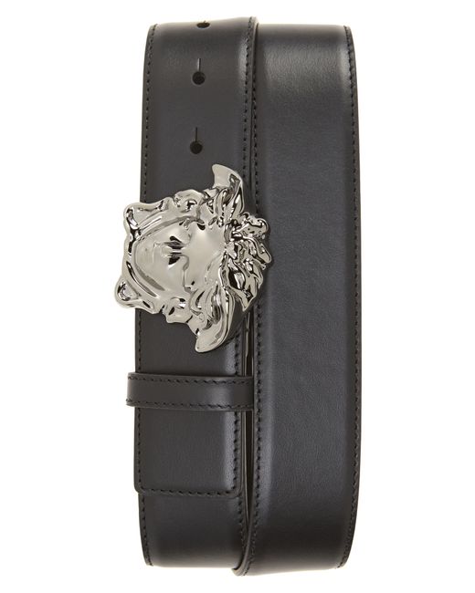 Versace Gray Medusa Head Leather Belt for men