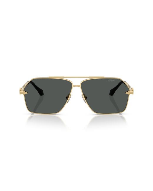Versace Gray 63Mm Pilot Sunglasses for men