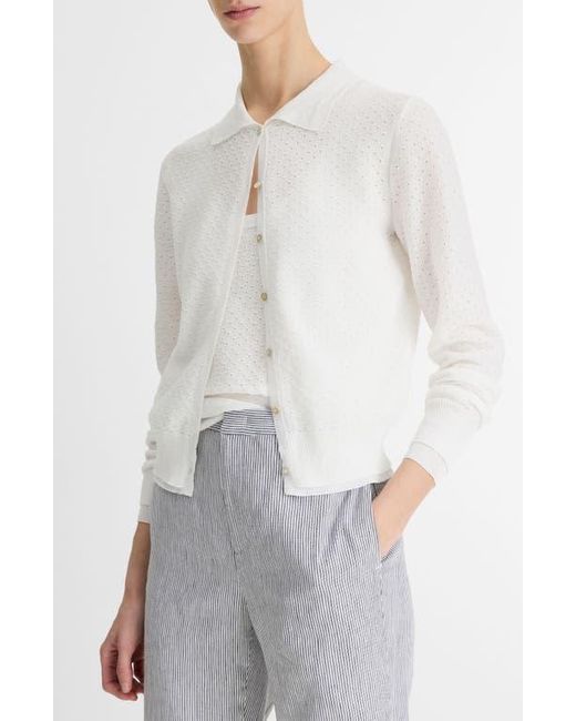 Vince White Double Layer Organic Cotton Blend Cardigan