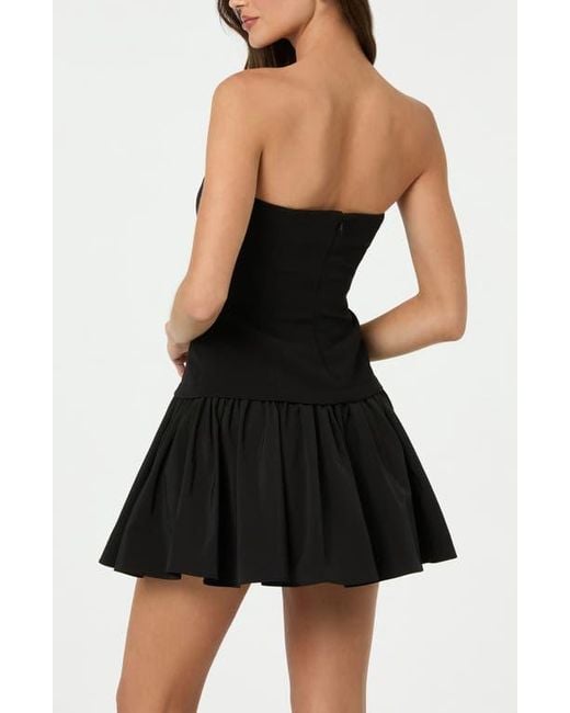 Astr Black Strapless Mixed Media Minidress
