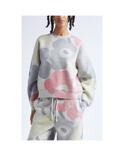 Marimekko Trilce Unikko Floral French Terry Sweatshirt in Gray | Lyst