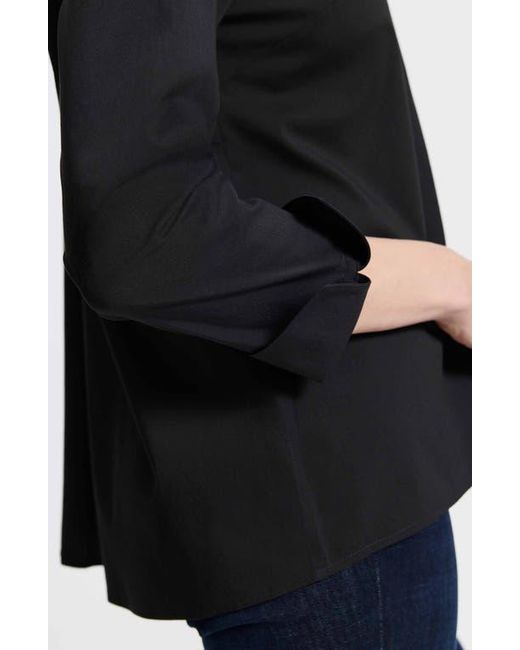 Foxcroft Black Agnes Split Cuff Popover Blouse